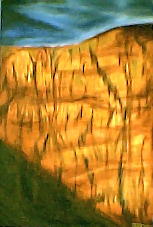 This piece is slightly blurred and pixelated.  Wasteland, Oil on Canvas, 30in. x 48in., 2003.